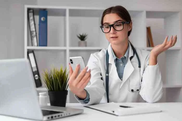 Telemedicine doctor consultation at elegant hoopoe for remote patient care in Dubai