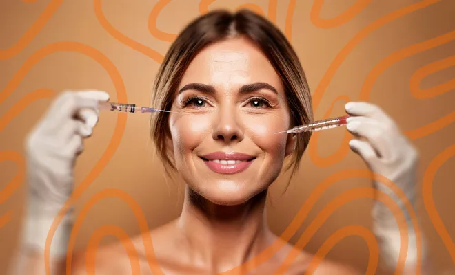 woman getting gel injection on her cheeks for rejuvenation