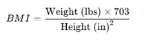 BMI formula using weight in pounds and height in inches multiplied by 703.