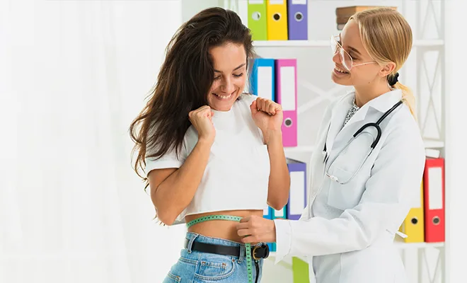 Healthcare professional measuring waist circumference to illustrate precise body composition analysis