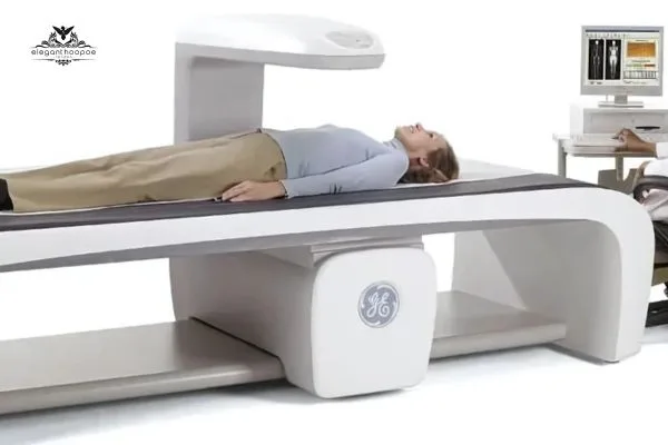 Woman undergoing a DEXA scan