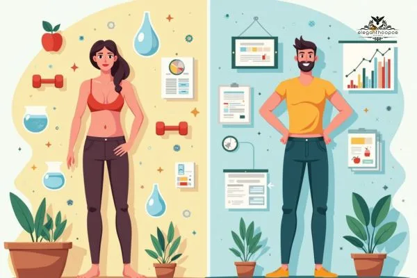 Illustration of two figures with varying lean muscle and fat ratios, symbolizing biomass index’s role in predicting health and longevity