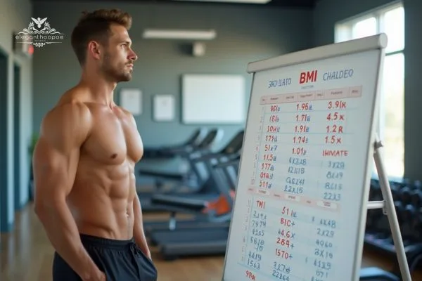 Instructor writing BMI values on a whiteboard in a gym classroom
