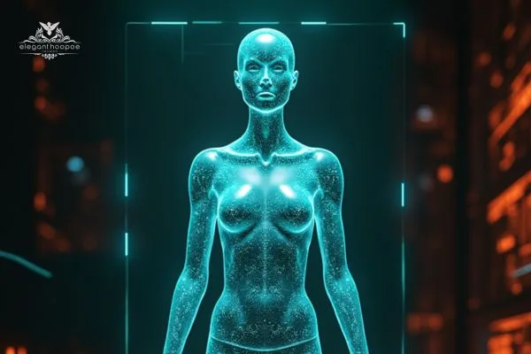 Futuristic digital figure displaying body composition analysis for BMI goal setting