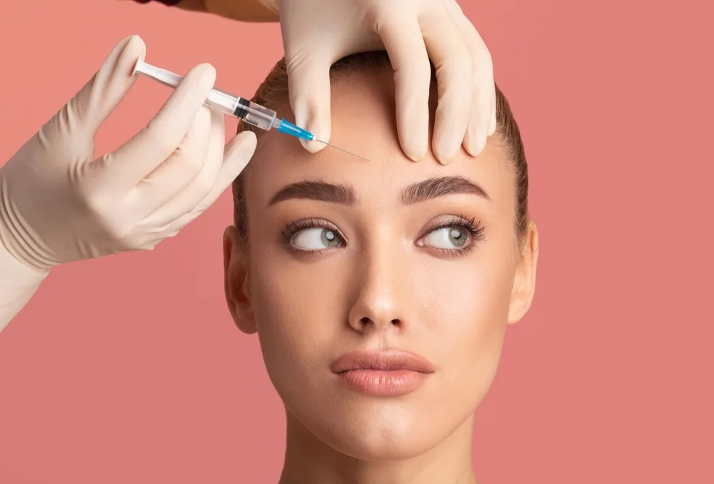 Forehead wrinkle treatment using Botox at a medical aesthetic clinic