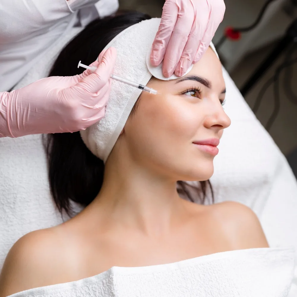 Botox procedure for facial rejuvenation at a medical clinic.